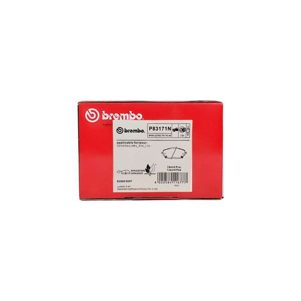 Brembo Front Brake Pad P83171N (Toyota CHR HV-ZYX10,ZYX11)